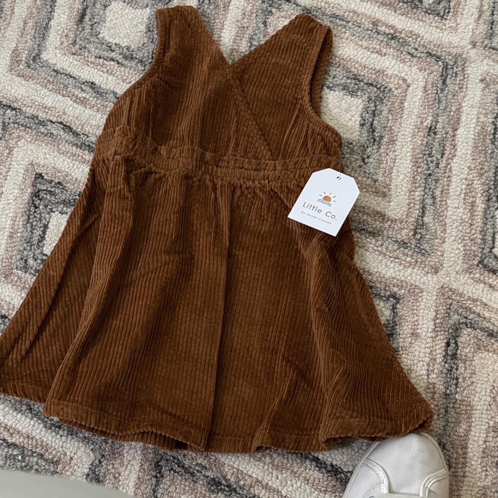 Brown Corduroy Kids Casual Dress